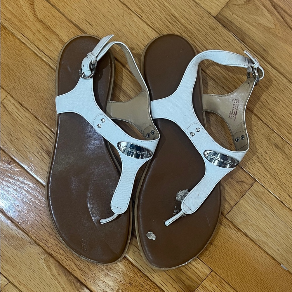 🌹3 for $10 Michael Kors White and Brown Sandals